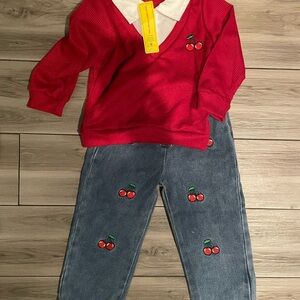 **Brand new with tags ***Red Cherry Sweater and Jeans Set